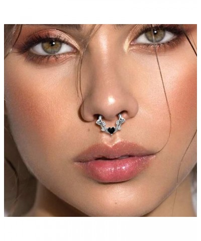 Rose Septum Ring 16G Hinged Segment Rings 316L Stainless Steel Daith Earrings Heart CZ Septum Daith Helix Cartilage Piercing ...