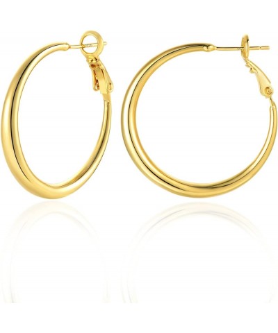 Gold Hoop Earrings for Women Lightweight Large Gold Hoop Earrings 14K Gold Plated Hoop Earrings with Hypoallergenic Sterling ...