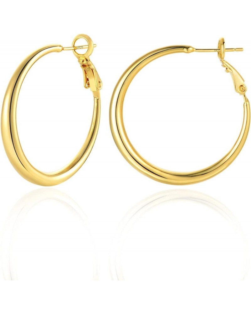 Gold Hoop Earrings for Women Lightweight Large Gold Hoop Earrings 14K Gold Plated Hoop Earrings with Hypoallergenic Sterling ...