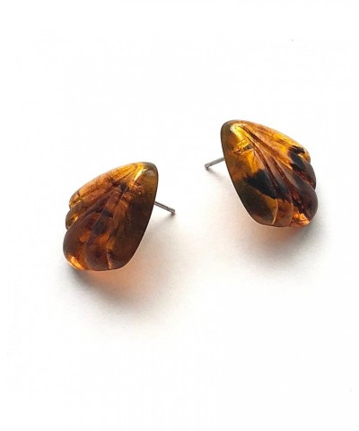 Tortoise Scalloped Fan Stud Earrings | vintage lucite studs $9.69 Earrings