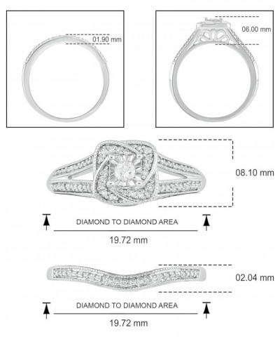 1/5cttw Diamond Illusion Set and Twisted Halo Wedding Ring Set with Matching Diamond Curved Half Eternity Band for Women in Y...