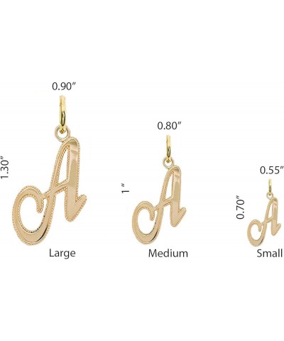 Solid 14k Gold Personalized Cursive-Style"A-Z" Initial Pendant (Size S/M/L) Large (P) Rose Gold $66.70 Pendants