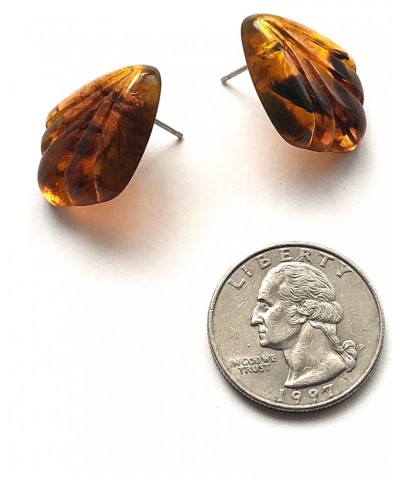 Tortoise Scalloped Fan Stud Earrings | vintage lucite studs $9.69 Earrings