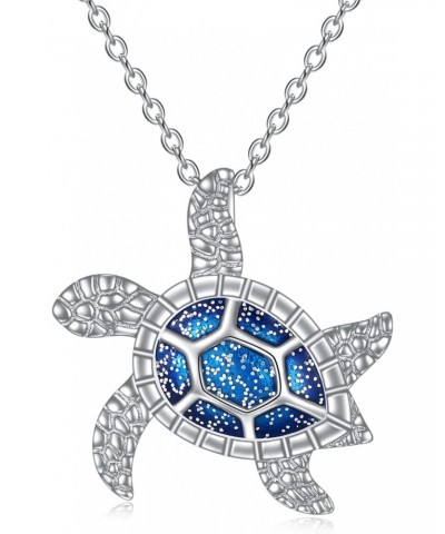 925 Sterling Silver Sea Turtle Necklace for Women Blue Turtle Jewelry Sea Turtle Gifts for Her $19.37 Necklaces