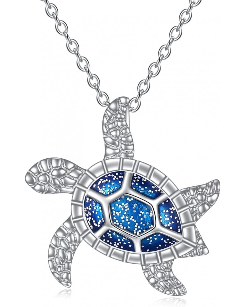 925 Sterling Silver Sea Turtle Necklace for Women Blue Turtle Jewelry Sea Turtle Gifts for Her $19.37 Necklaces