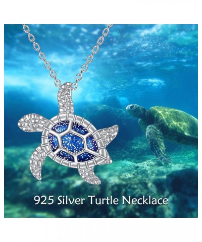 925 Sterling Silver Sea Turtle Necklace for Women Blue Turtle Jewelry Sea Turtle Gifts for Her $19.37 Necklaces