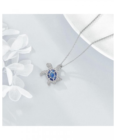 925 Sterling Silver Sea Turtle Necklace for Women Blue Turtle Jewelry Sea Turtle Gifts for Her $19.37 Necklaces