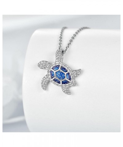 925 Sterling Silver Sea Turtle Necklace for Women Blue Turtle Jewelry Sea Turtle Gifts for Her $19.37 Necklaces