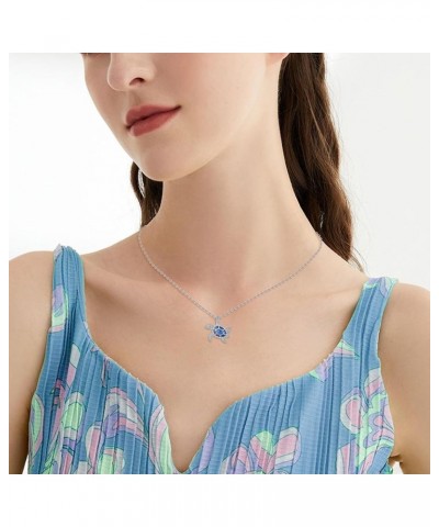 925 Sterling Silver Sea Turtle Necklace for Women Blue Turtle Jewelry Sea Turtle Gifts for Her $19.37 Necklaces