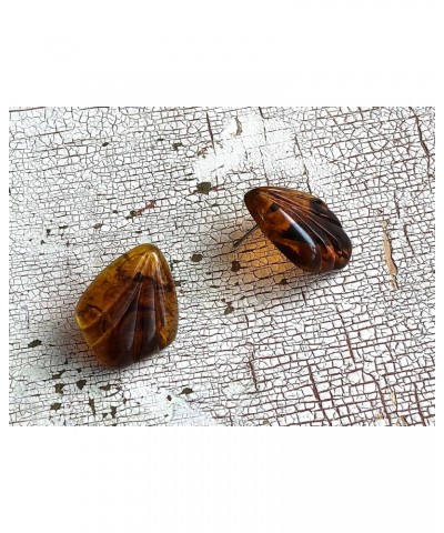 Tortoise Scalloped Fan Stud Earrings | vintage lucite studs $9.69 Earrings