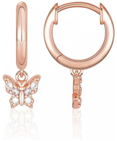 18K Gold Filled S925 Sterling Silver Post Lightweight Drop/Dangle Huggie Earrings for Women | Bezel Set Solitaire CZ | Pavé C...