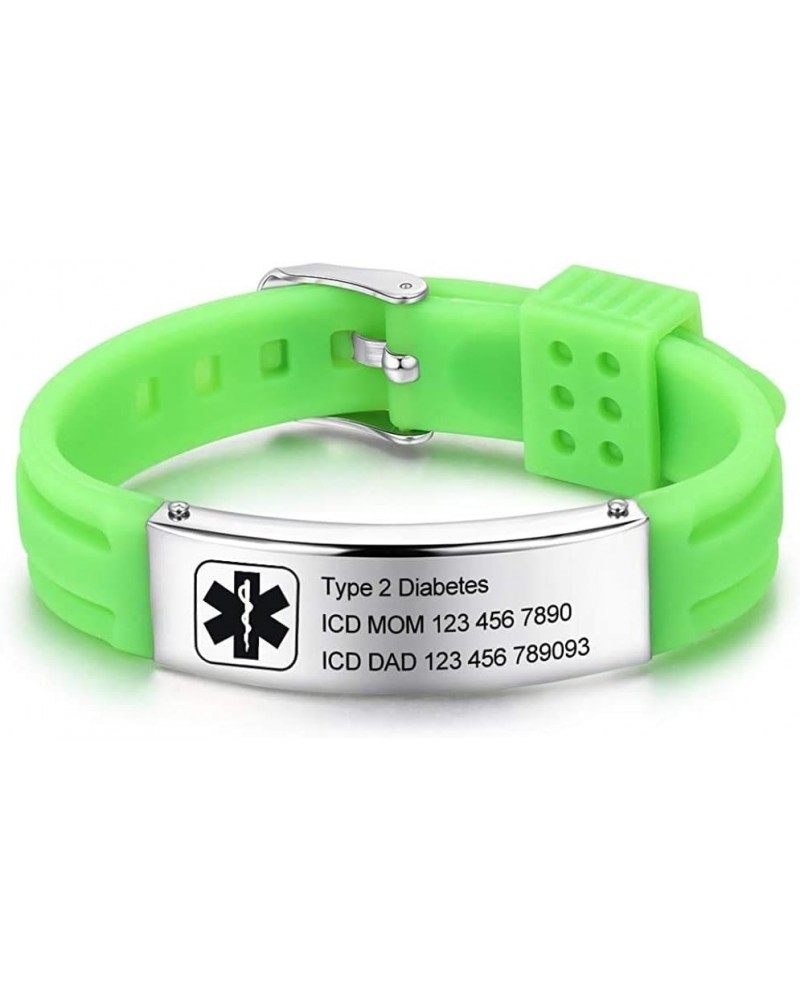 Personalized Medical Alert Bracelets for Women Men Kids Adjustable Silicone Medical Bracelets Custom Waterproof Life Medical ...