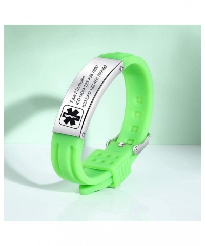 Personalized Medical Alert Bracelets for Women Men Kids Adjustable Silicone Medical Bracelets Custom Waterproof Life Medical ...