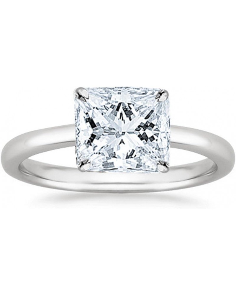 14K White Gold 1-5 Carat Lab Grown Solitaire Princess Cut Hidden Halo IGI Diamond Engagement Ring (D-E Color VS1-VS2) $1.00 R...