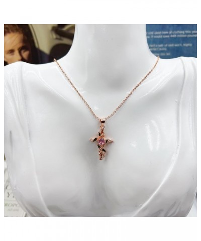 Cross Necklace for Women Charm Rose Gold Silver Christmas Tree Cross Pendant Green Leaf Wrap Crucifix Necklace for Girls Chri...