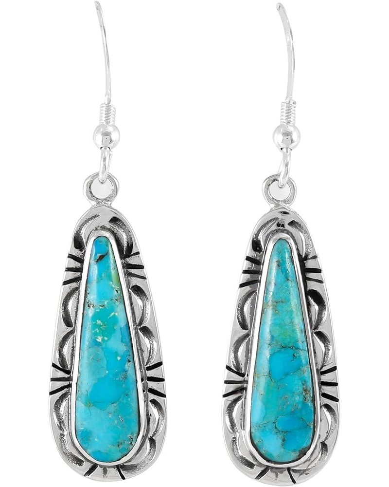 Turquoise Earrings 925 Sterling Silver & Genuine Gemstone Turquoise $26.40 Earrings