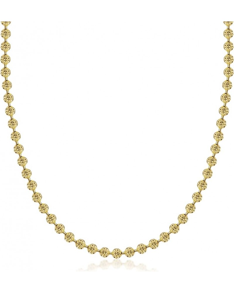 925 Sterling Silver 3mm, 4mm, 5mm Moon Cut Bead Chain Necklace - Made in Italy - Yellow, Silver 18 4MM, Yellow $41.41 Necklaces