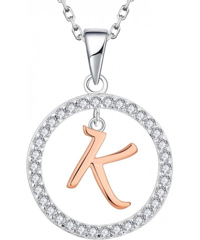Letter Initial Necklaces for Women 925 Sterling Silver Cubic Zirconia Hanging A-Z Alphabet Pendant Jewelry K $19.80 Necklaces