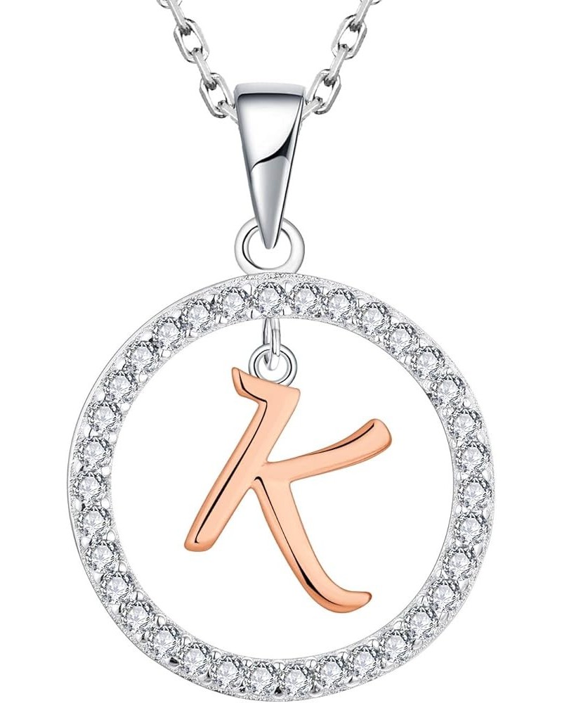 Letter Initial Necklaces for Women 925 Sterling Silver Cubic Zirconia Hanging A-Z Alphabet Pendant Jewelry K $19.80 Necklaces