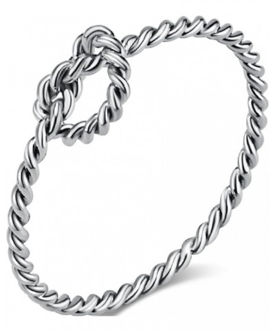 1mm Stainless Steel Braided Woven Heart Knot Promise Anniversary Ring Silver $5.49 Rings