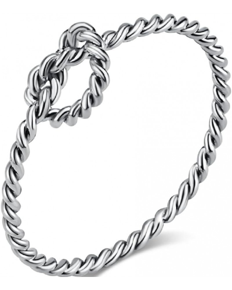 1mm Stainless Steel Braided Woven Heart Knot Promise Anniversary Ring Silver $5.49 Rings