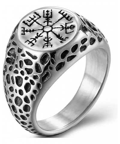 Retro Vintage Stainless Steel Viking Runic Compass Vegivisir Nordic Cocktail Party Biker Ring Grey $5.89 Rings