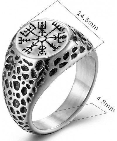 Retro Vintage Stainless Steel Viking Runic Compass Vegivisir Nordic Cocktail Party Biker Ring Grey $5.89 Rings