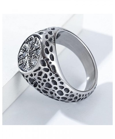 Retro Vintage Stainless Steel Viking Runic Compass Vegivisir Nordic Cocktail Party Biker Ring Grey $5.89 Rings