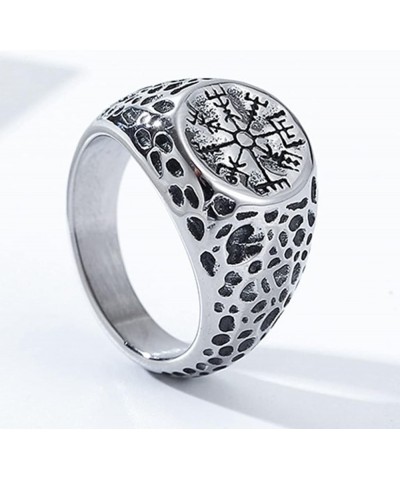 Retro Vintage Stainless Steel Viking Runic Compass Vegivisir Nordic Cocktail Party Biker Ring Grey $5.89 Rings