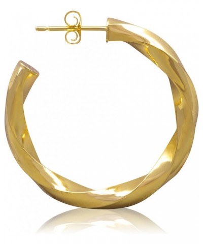 14K Gold Spiral Twist J Hoop Open Hoop Statement Earrings for Women - Available in Assorted Designs and Sizes 30MM ( 1.18 inc...