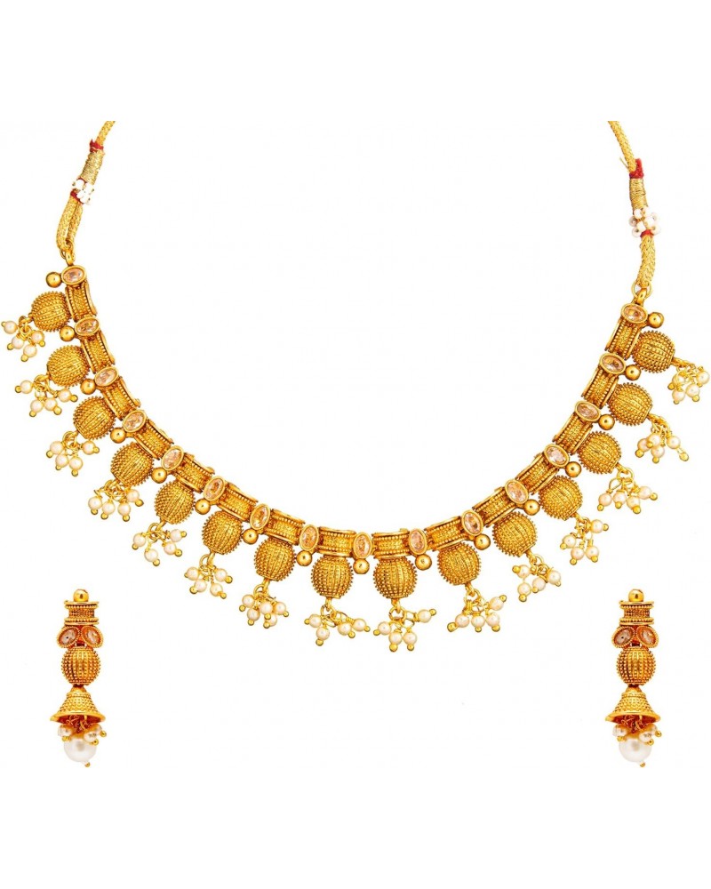 Traditional IndianHandcrafted Antique Gold Plated Jewellery Necklace set With Matching Earring For Women (SJN_91) $12.41 Jewe...