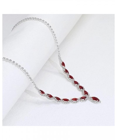 CZ Rhinestone Necklace Earrings Wedding Jewelry Set For Bride Bridesmaid Prom Evening Party Homecoming Red $12.70 Jewelry Sets