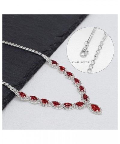 CZ Rhinestone Necklace Earrings Wedding Jewelry Set For Bride Bridesmaid Prom Evening Party Homecoming Red $12.70 Jewelry Sets