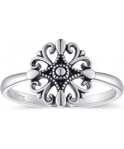 Womens Flower Rings Simple Rings 925 Sterling Silver Rings Womens Stacking Rings Vintage Statement Rings Size 5-9 $7.50 Others