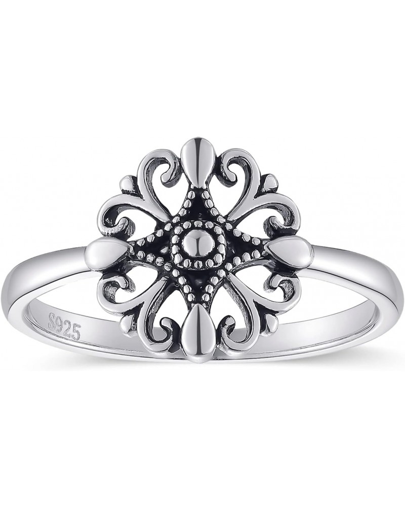 Womens Flower Rings Simple Rings 925 Sterling Silver Rings Womens Stacking Rings Vintage Statement Rings Size 5-9 $7.50 Others