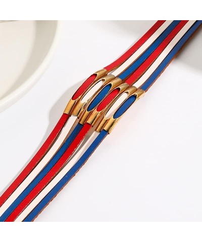 USA American Flag Leather Wrap Bracelet for Women Gold Plated Red Blue White Cuff Bracelet Jewelry with Clasp Bangle Bracelet...