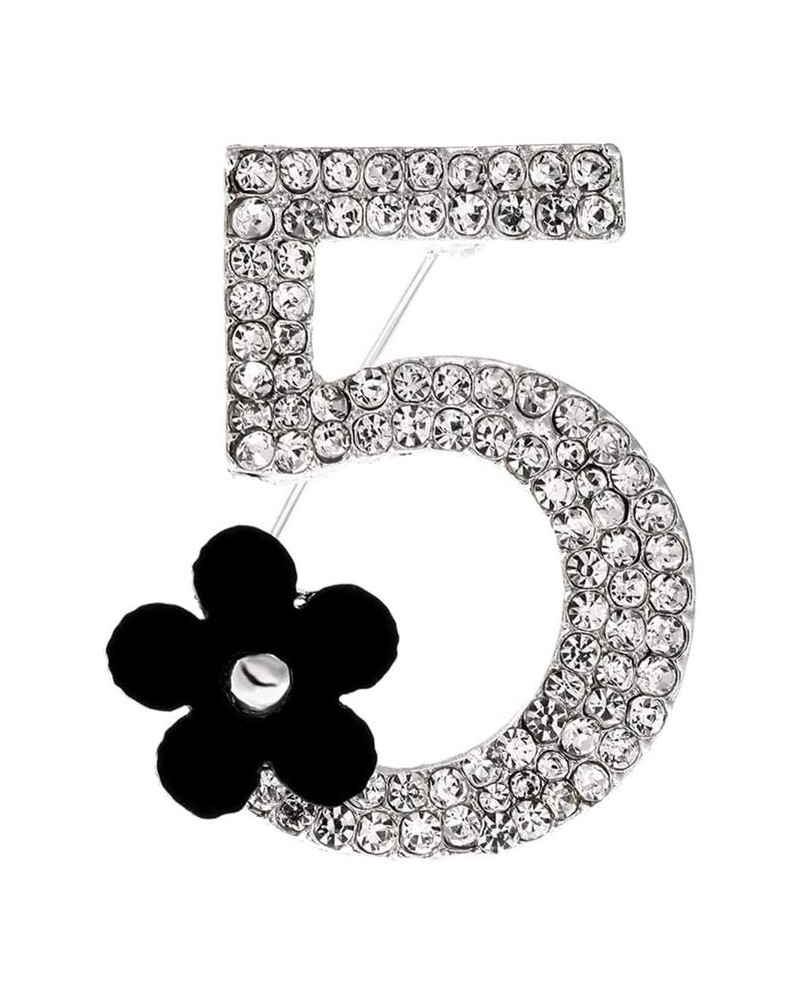 Brooch Pins for Women, Fashion Number 5 Flower Rhinestone Brooch Pin Clothes Badge Jewelry Gift (Black Sliver) $5.99 Brooches...