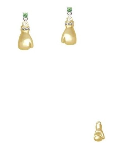 Goldtone Large Boxing Glove Crystal Post Earrings Lime Green $16.19 Earrings