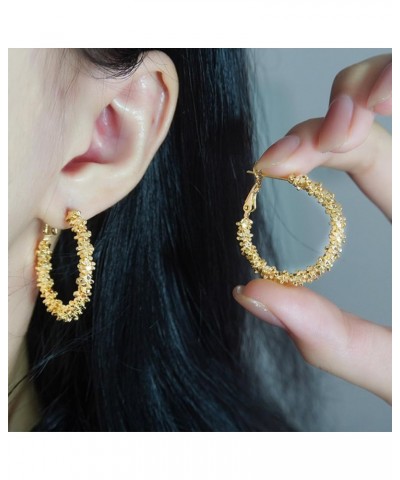 Wheat Twisted Hoop Earrings Lightweight Thick Hoop Earrings Geometric Large Circle Earrings Hypoallergenic 4mm Wide Big Gold ...