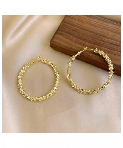 Wheat Twisted Hoop Earrings Lightweight Thick Hoop Earrings Geometric Large Circle Earrings Hypoallergenic 4mm Wide Big Gold ...