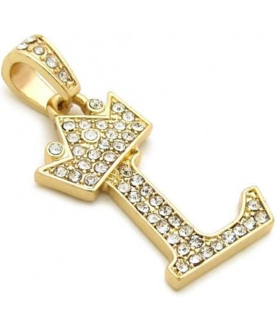 Unisex Small Size Pave Initial Alphabet Letter Pendant 2mm 24 inches Box Chain Necklace L - Gold Tone $9.03 Necklaces