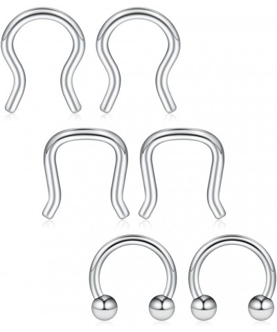 316L Surgical Steel U-Shaped & Horseshoe Nose Septum Hanger Retainer Nose Hoop Cartilage Tragus Rings 14g 6PCS 6PCS - Silver ...
