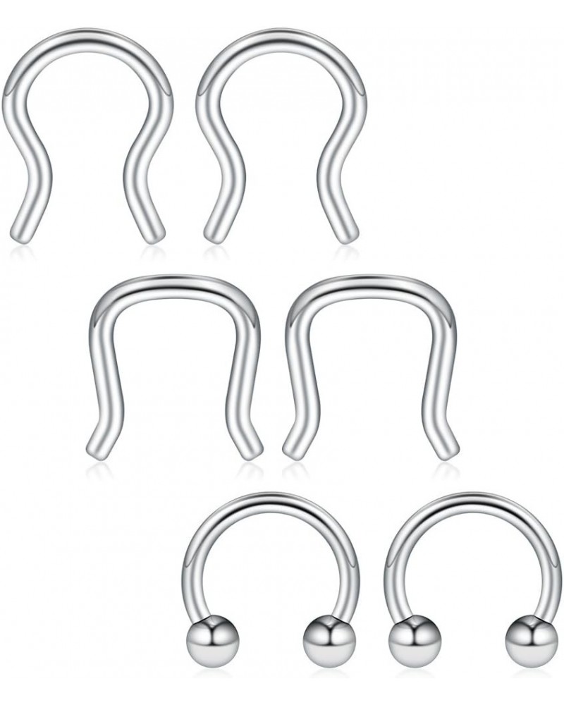 316L Surgical Steel U-Shaped & Horseshoe Nose Septum Hanger Retainer Nose Hoop Cartilage Tragus Rings 14g 6PCS 6PCS - Silver ...