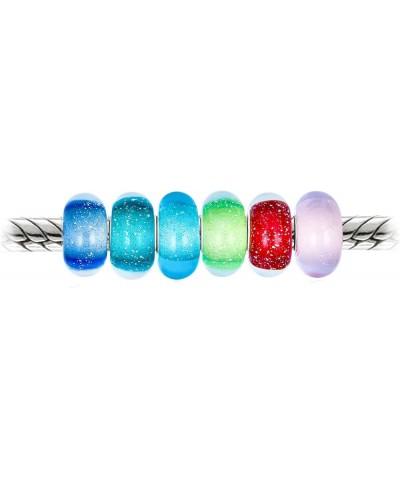 Mixed Set Of 6 BundleTranslucent Aqua Blue Pink Yellow Green Red Clear Multi Color Glass Faceted Charm Bead Spacer For Women ...