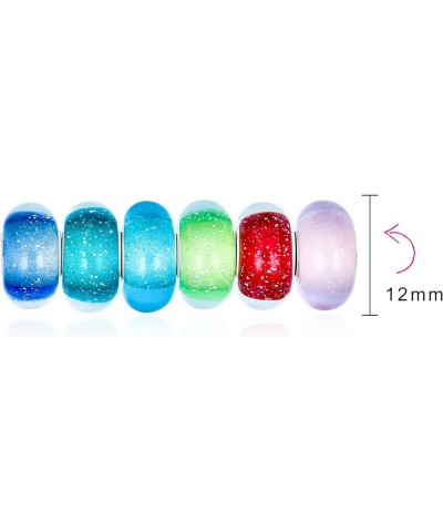 Mixed Set Of 6 BundleTranslucent Aqua Blue Pink Yellow Green Red Clear Multi Color Glass Faceted Charm Bead Spacer For Women ...