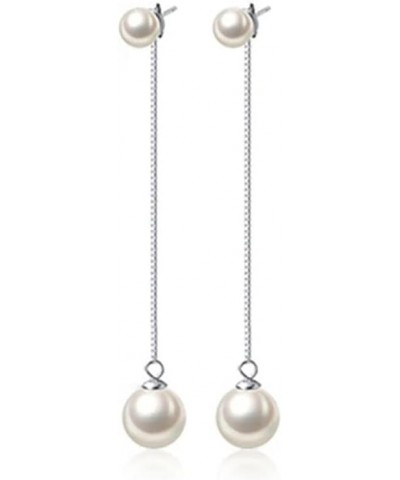 Sterling Silver Pearls Dangle Earrings Chain for Women Teen Girls Wedding Dangling Earrings Long Tassel A-Silver $10.06 Earrings