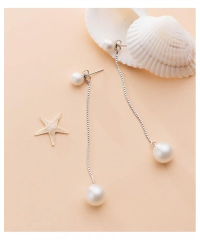 Sterling Silver Pearls Dangle Earrings Chain for Women Teen Girls Wedding Dangling Earrings Long Tassel A-Silver $10.06 Earrings