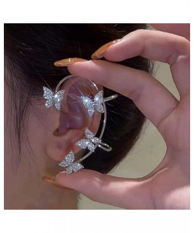 Zircon Butterfly Ear Cuff Rhinestone Non Pierced Ear Hook Clip Climber Wrap Around Earrings for Women Teen Girls Jewelry Gift...