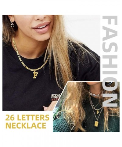 Gold Initial Figaro Chain Necklace, Custom Monogram Letter Choker Necklaces, 16"+2" Adjustable Letter L-Gold No Engraving $10...