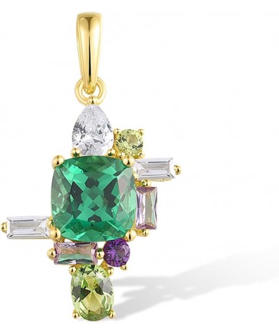 925 Sterling Silver Cluster Gemstone Pendant for Women Green-A $10.50 Pendants